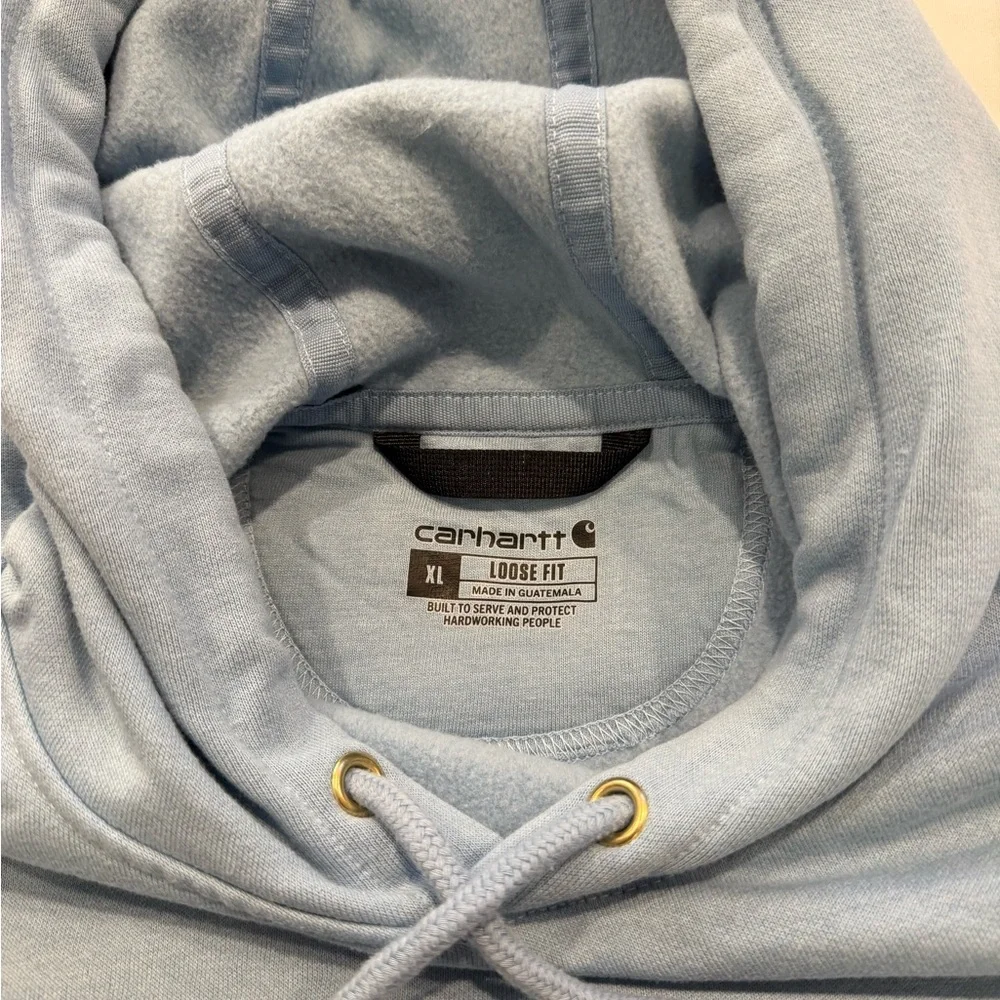 Carhartt Men's Light Blue Hoodie with Logo Sleeve, XL, new without tags - Picture 2 of 6